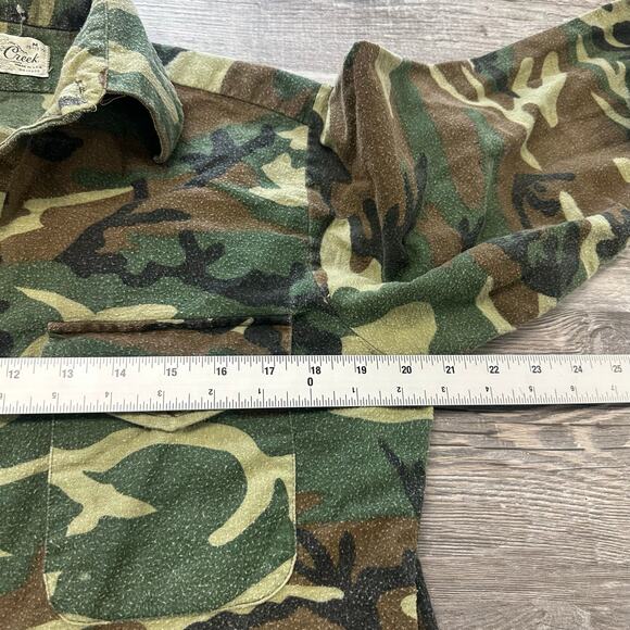 Vintage 60s 70s Camo Shirt Jacket Woodland Camouflage Mens M Button Shacket - Picture 6 of 7
